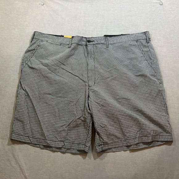 Nautica Jeans Co. Shorts Mens 52 Black Plaid Chino Belted‎ Button Men. - Picture 1 of 13